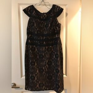 NWT- Adrianna Papell Black Lace Midi Dress